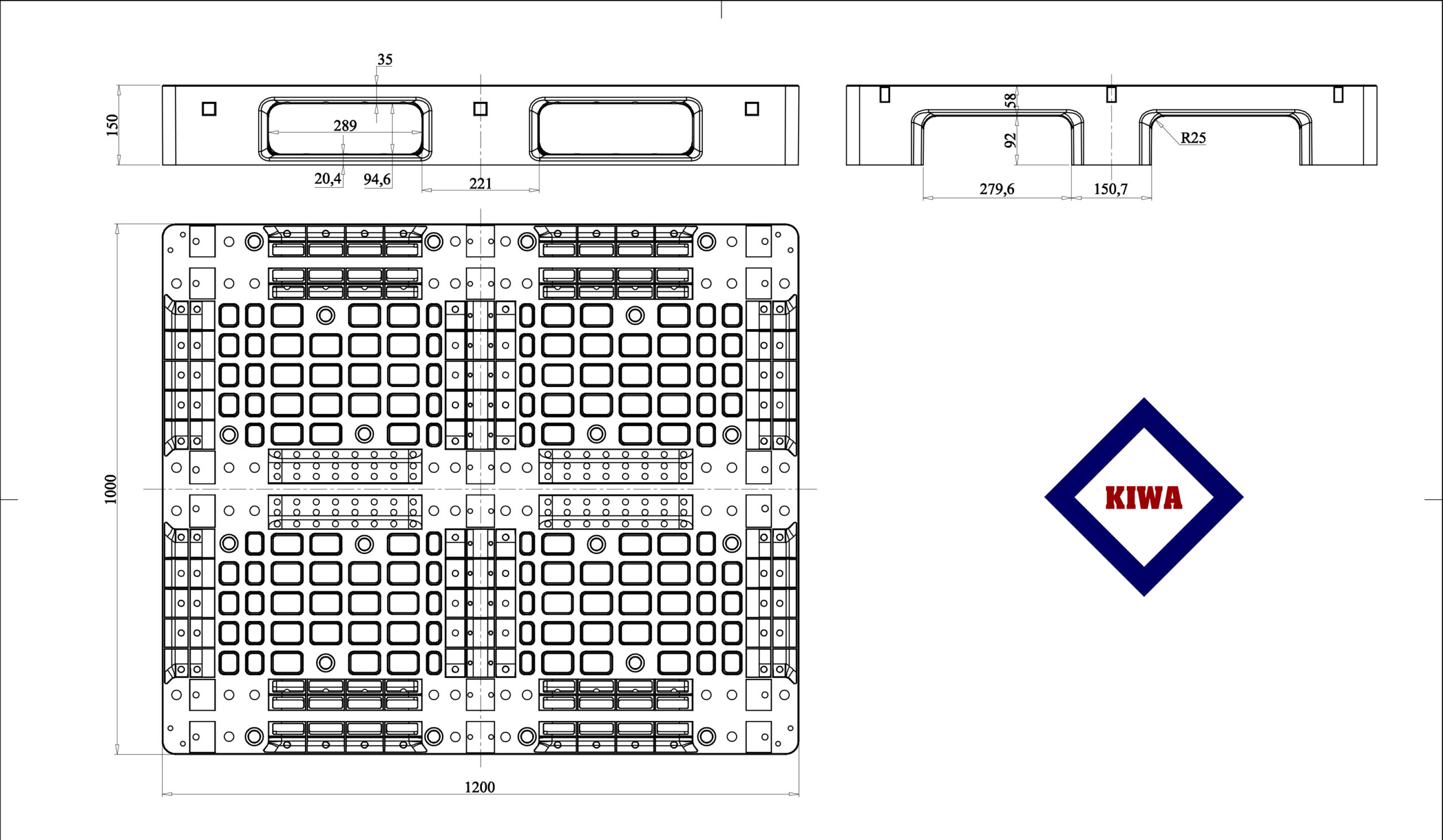 Kích thước kĩ thuật Pallet nhựa 466